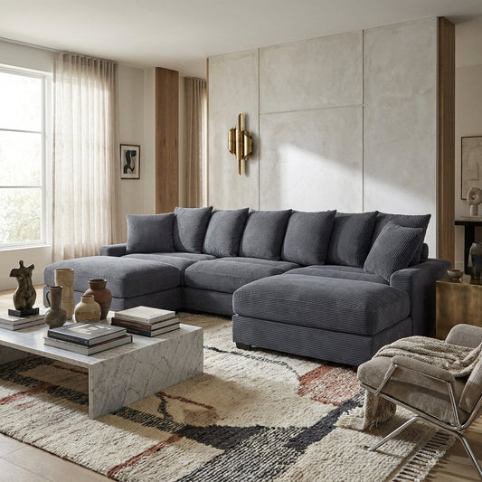 Thackeray 5-Piece Modular Sectional Set – Dark Gray Corduroy Sofa – view 2