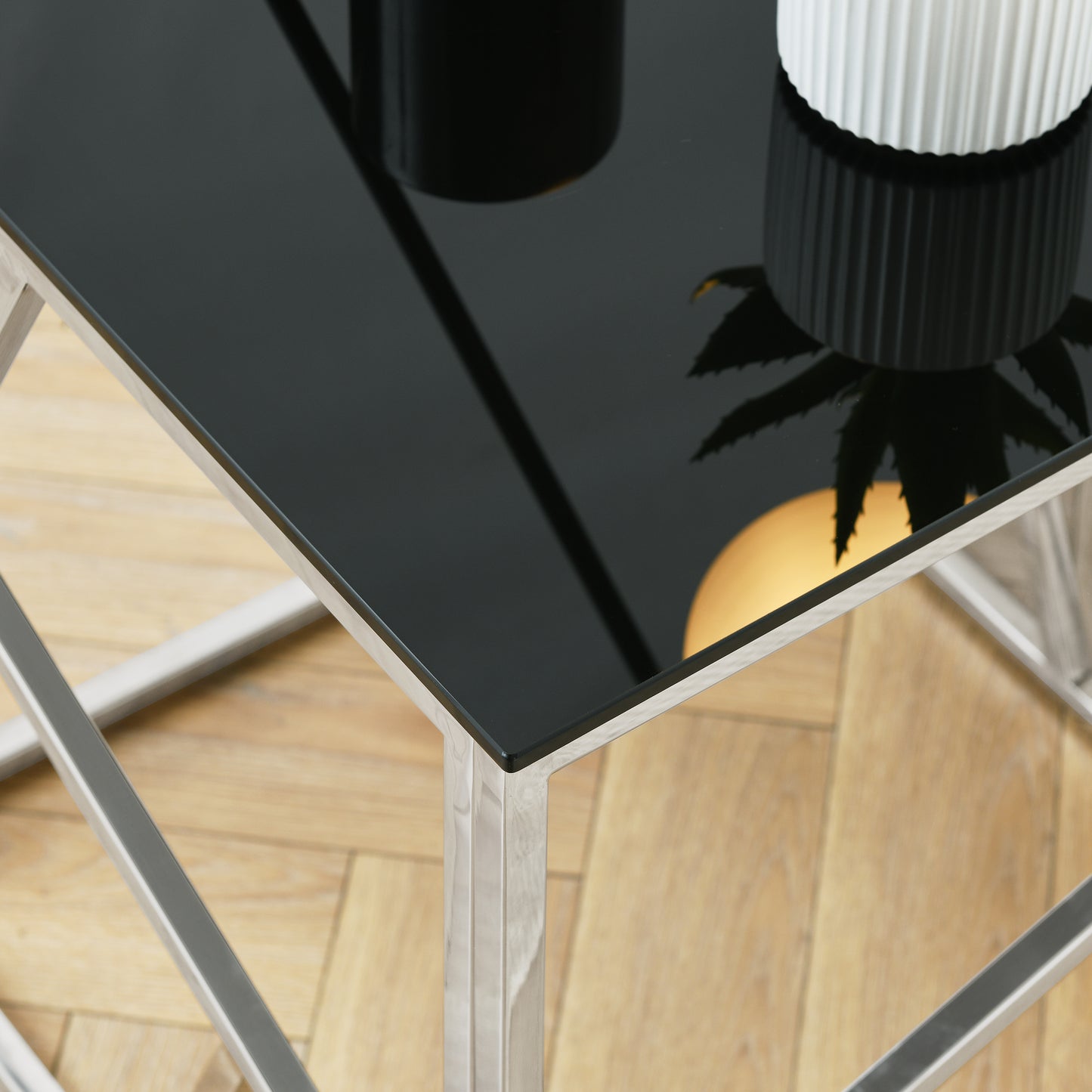 Thalia Chrome Stainless Steel Coffee Table – 48" – view 9