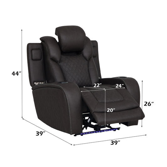 Wendell Dark Gray Microfiber Recliner – 39" Recliner – view 2