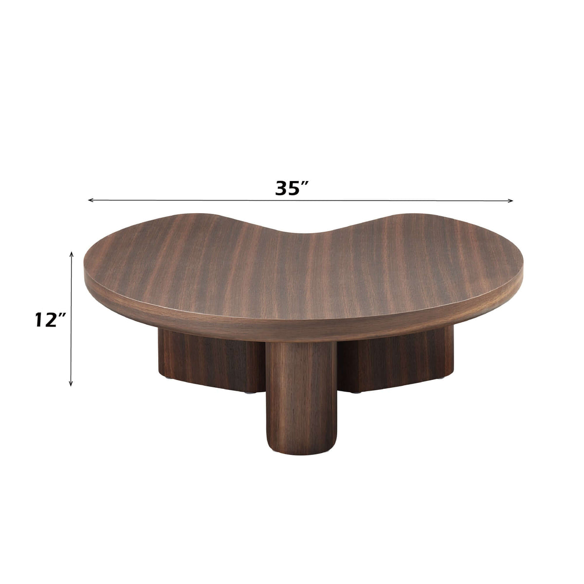 Yoab Contemporary Smoked Oak Veneer Coffee Table 35" with dimensions 35" x 12" showcasing a modern design.