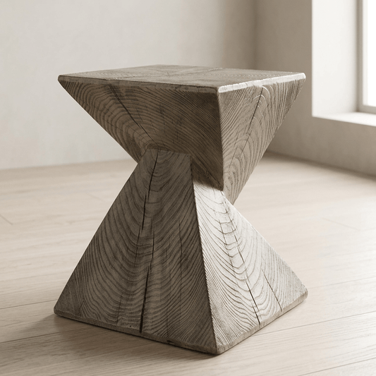 Zahi Weathered Oak Finish Accent Table – 17” Cement Side Table with raw texture and natural tone design.