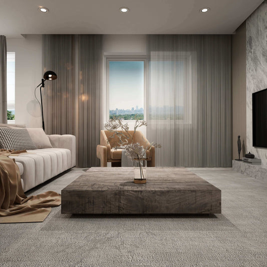 Charcoal Finish Solid Wood Low Profile Square Coffee Table 47" - Revel Sofa