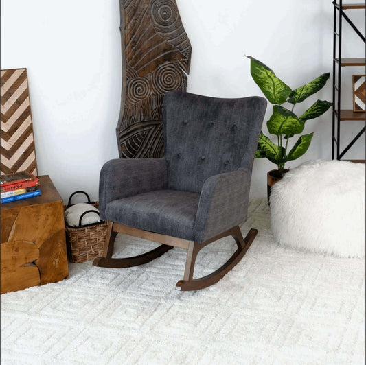 Alistair Tufted Upholstered Solid Wood Frame Rocking Chair - Revel Sofa