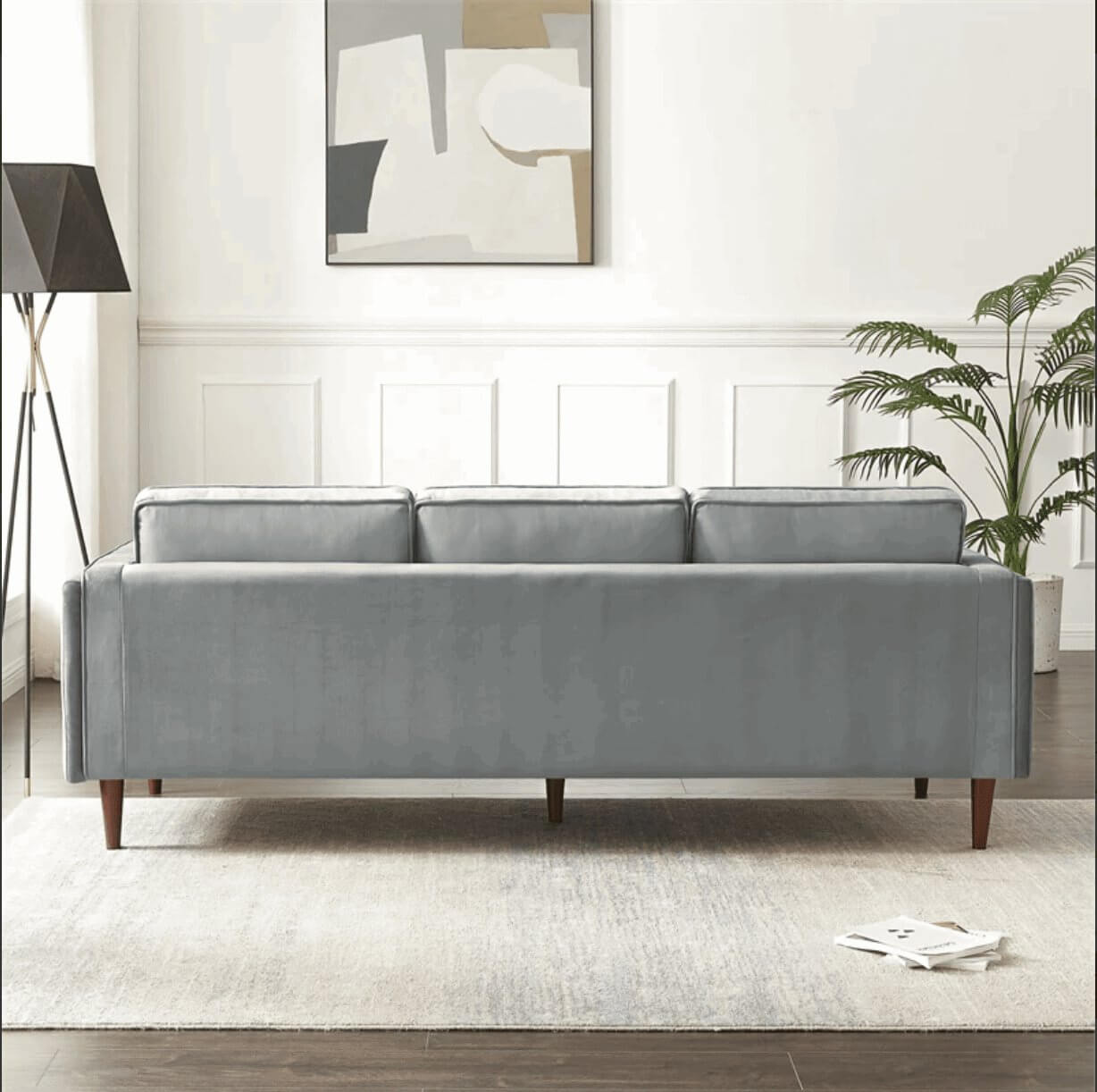 Amber MCM Styled Velvet Sofa Couch 86" - Revel Sofa