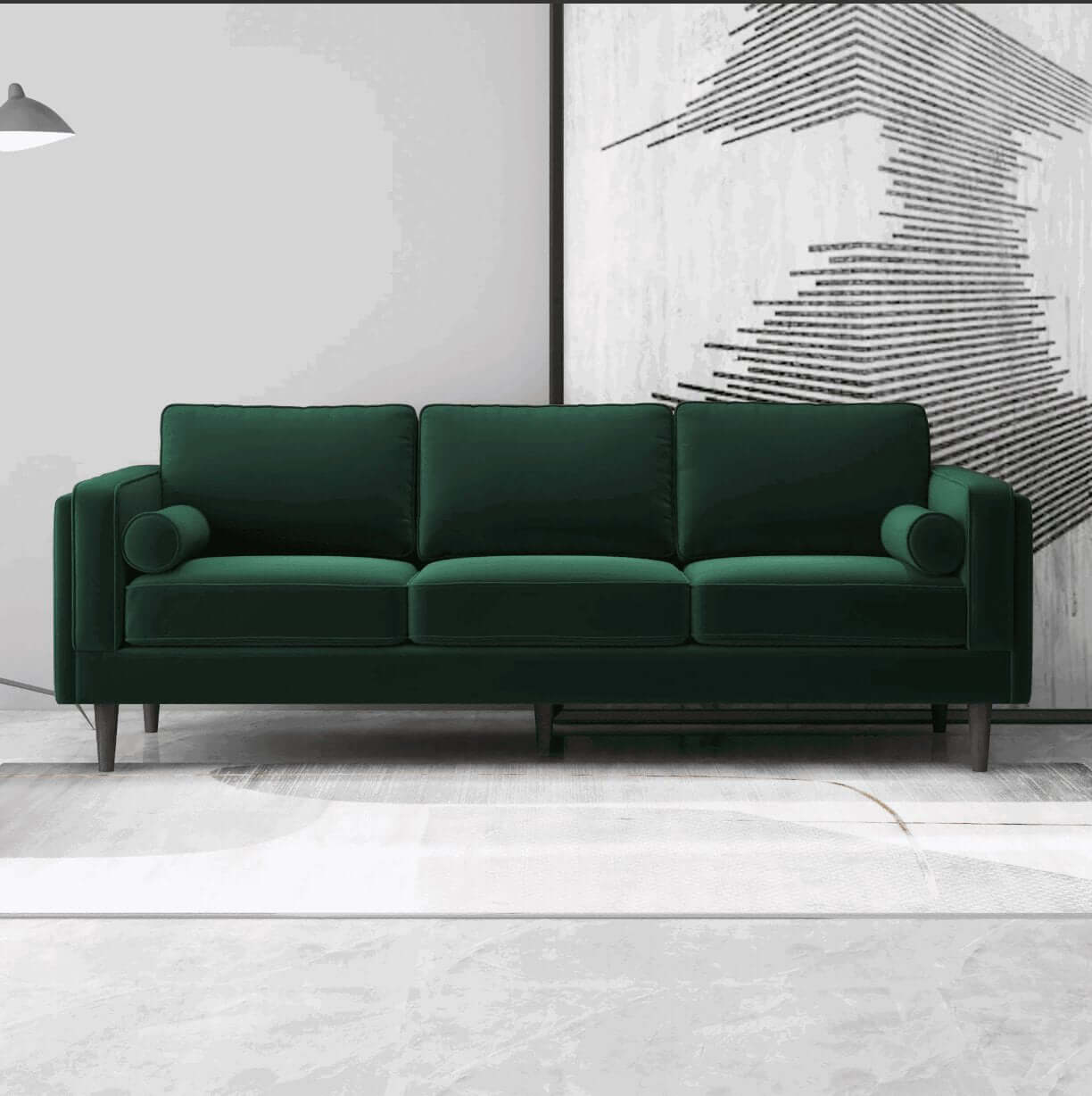 Amber MCM Styled Velvet Sofa Couch 86" - Revel Sofa