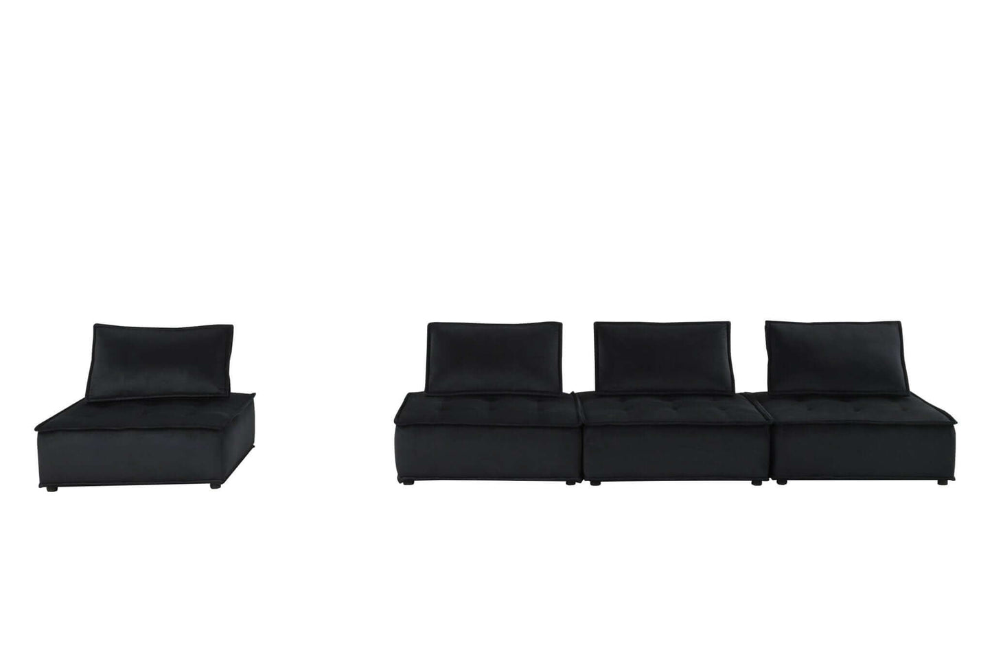 Anna Velvet Modular Sectional Sofa in Gray or Black, Fully Customizable - Revel Sofa