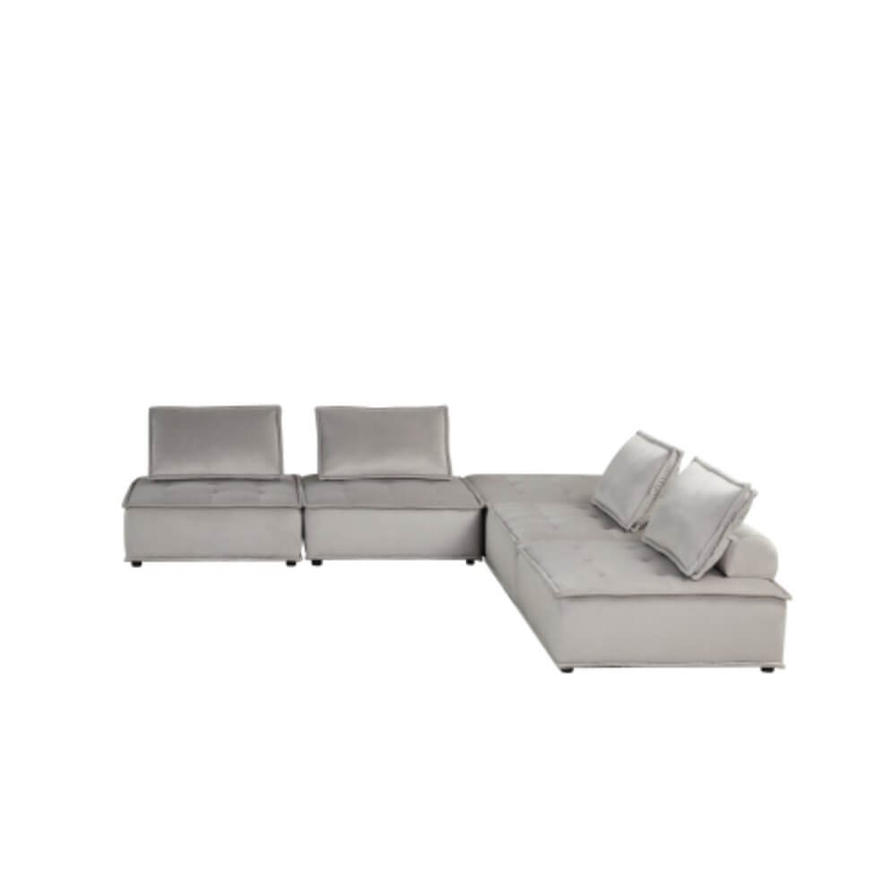 Anna Velvet Modular Sectional Sofa in Gray or Black, Fully Customizable - Revel Sofa