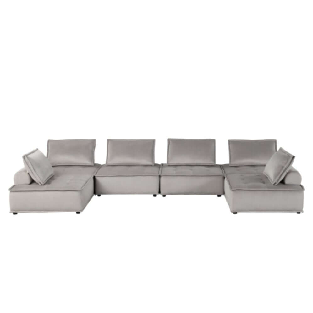 Anna Velvet Modular Sectional Sofa in Gray or Black, Fully Customizable - Revel Sofa