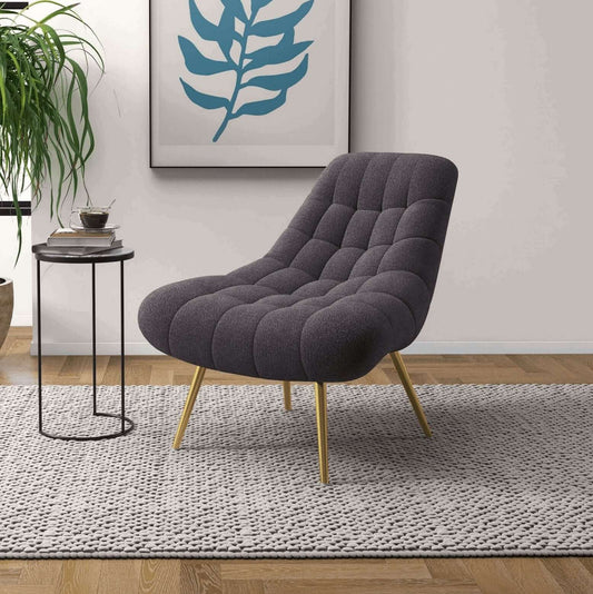 Aubrey Tufted Boucle Lounge Chair – Modern Armless Accent Chair (2 Colors) in cozy living room setting.