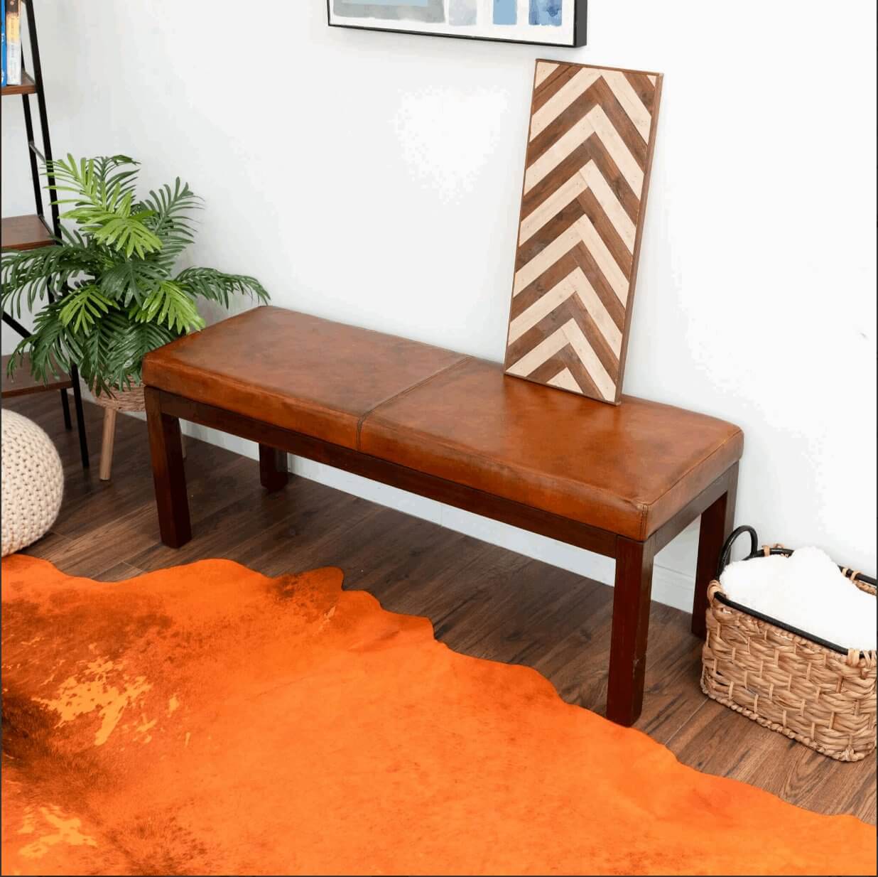 Austin MCM Genuine Leather Bench - Revel Sofa