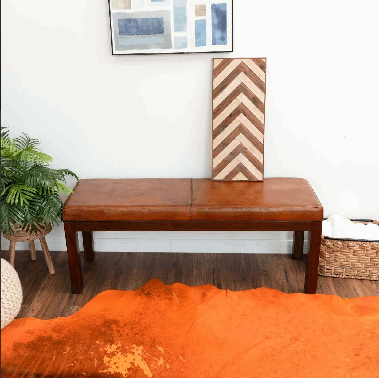 Austin MCM Genuine Leather Bench - Revel Sofa