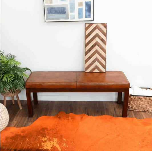 Austin MCM Genuine Leather Bench - Revel Sofa