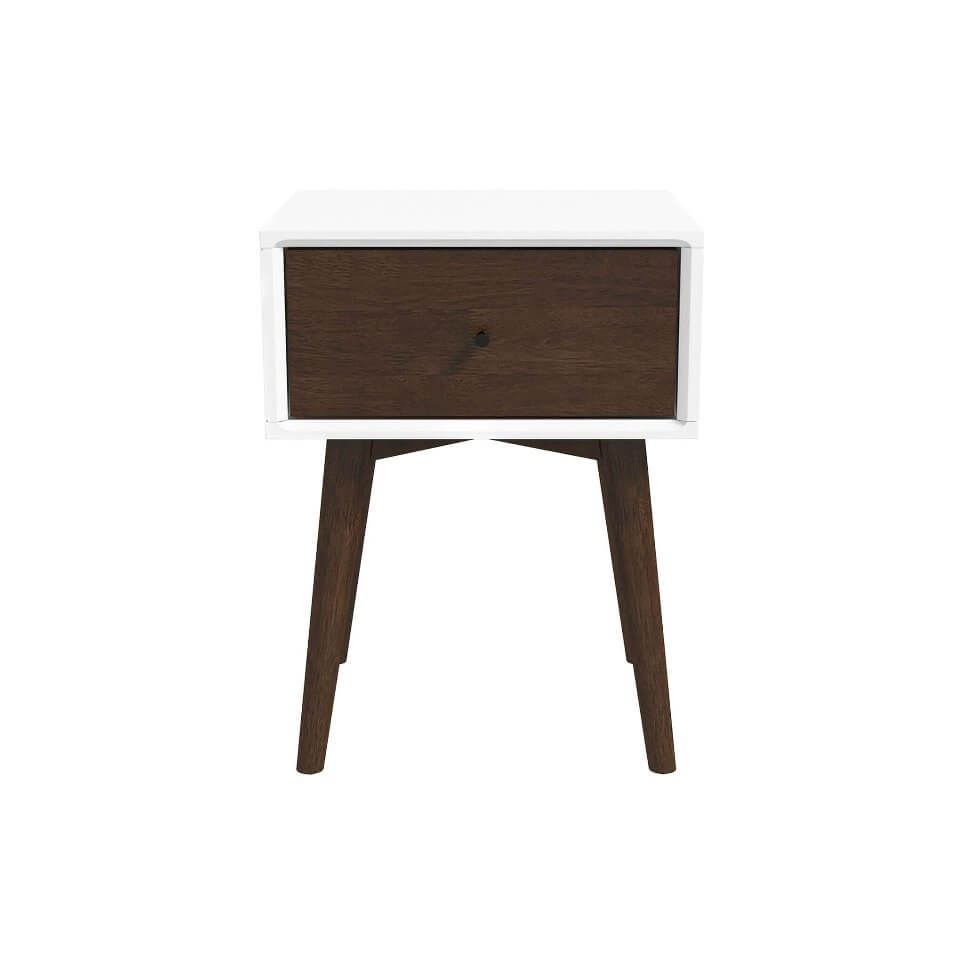 Avery MCM Walnut Nightstand with Drawer - Revel Sofa