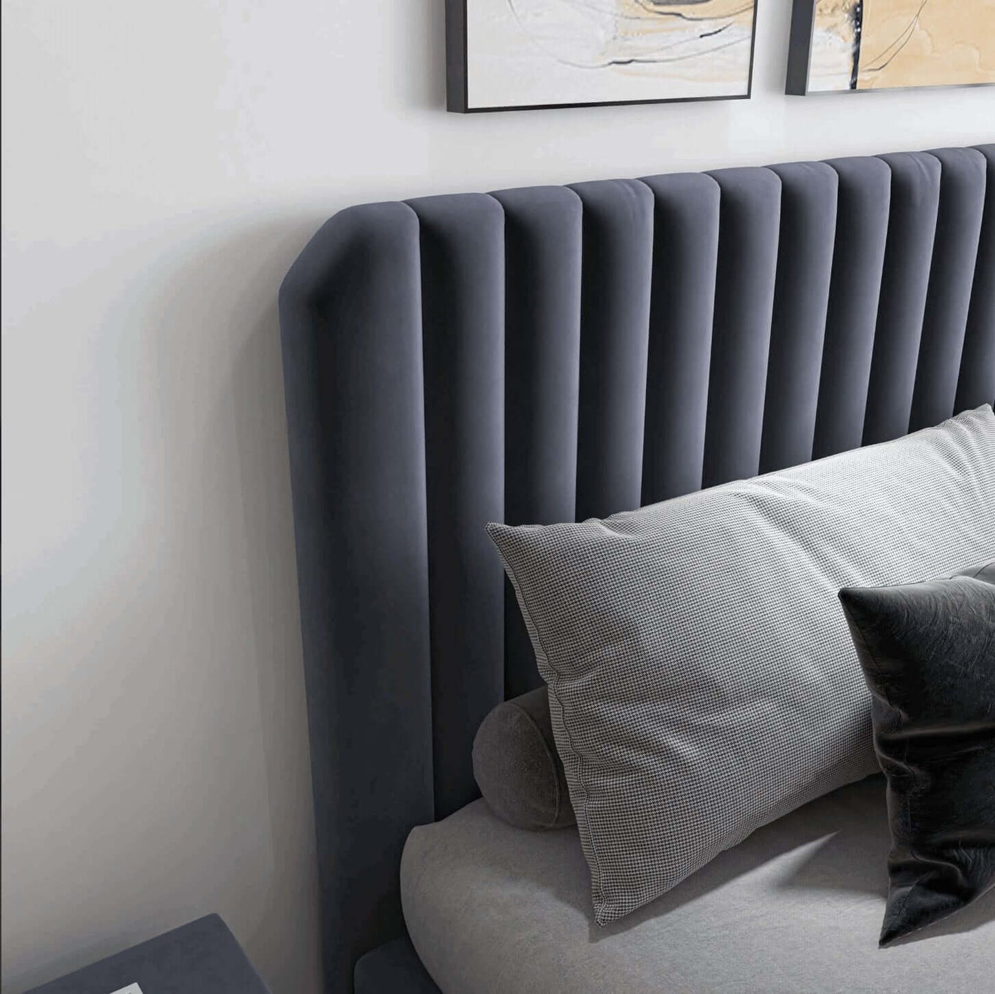 Bethany Velvet Upholstered Channel Tufted Platform Bed - Revel Sofa