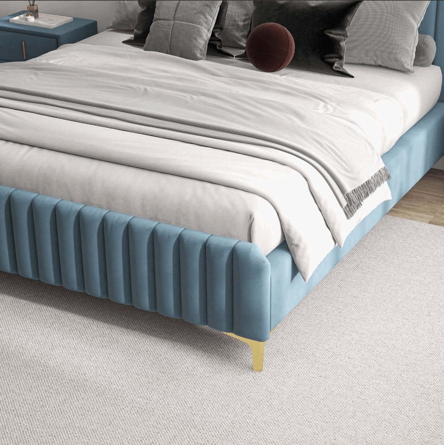 Bethany Velvet Upholstered Channel Tufted Platform Bed - Revel Sofa