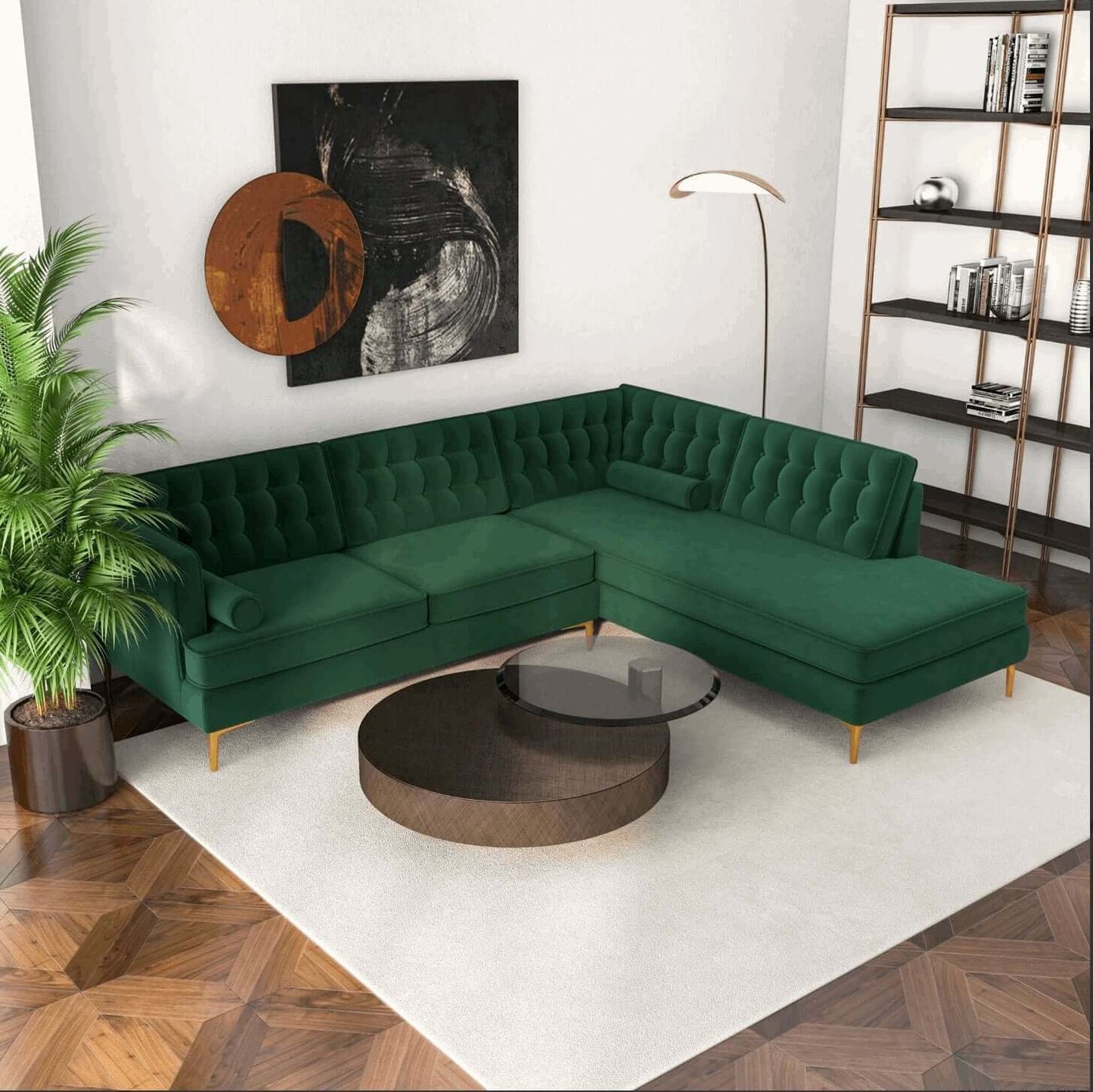 Brooke MCM Tufted Chaise Sectional Sofa 101" - Revel Sofa