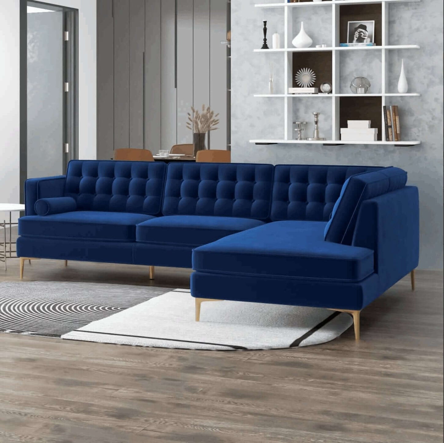 Brooke MCM Tufted Chaise Sectional Sofa 101" - Revel Sofa