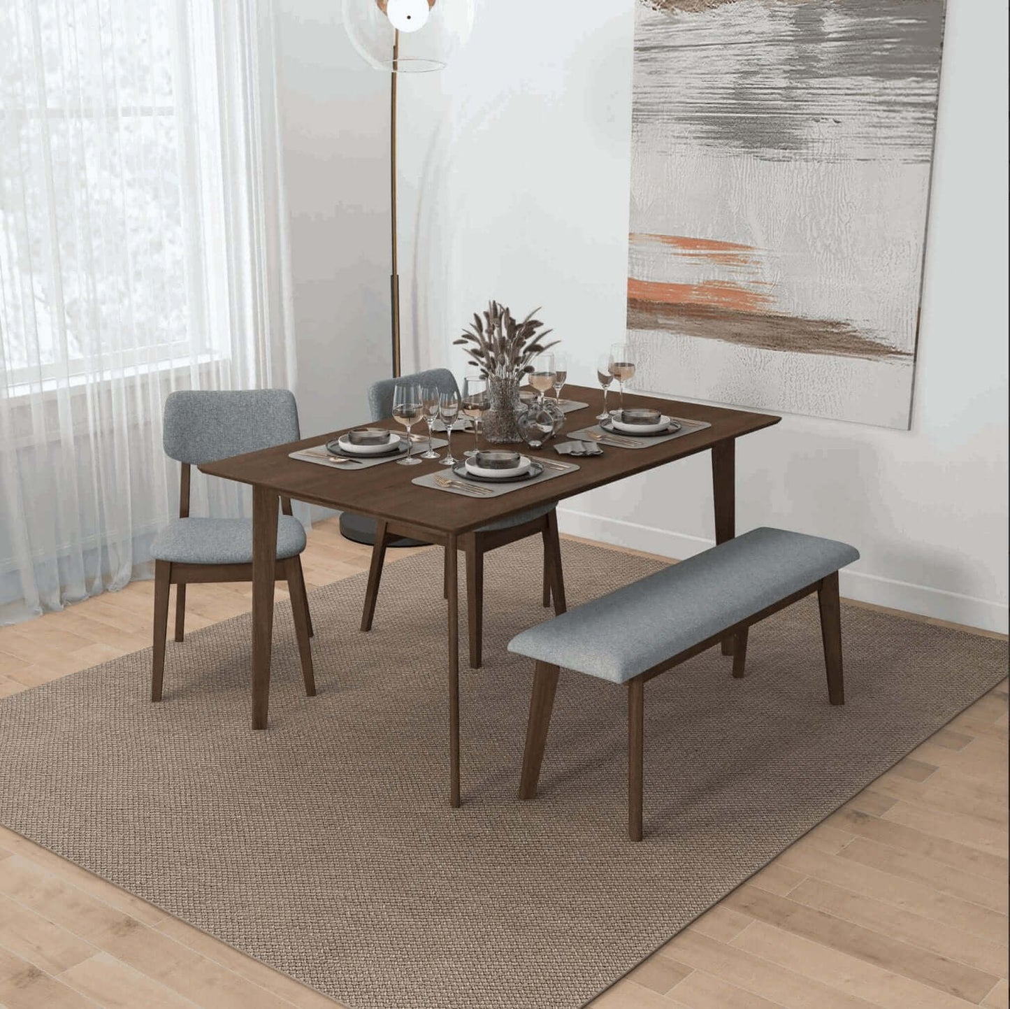 Carlos Fabric Upholstered Solid Wood Bench - Revel Sofa