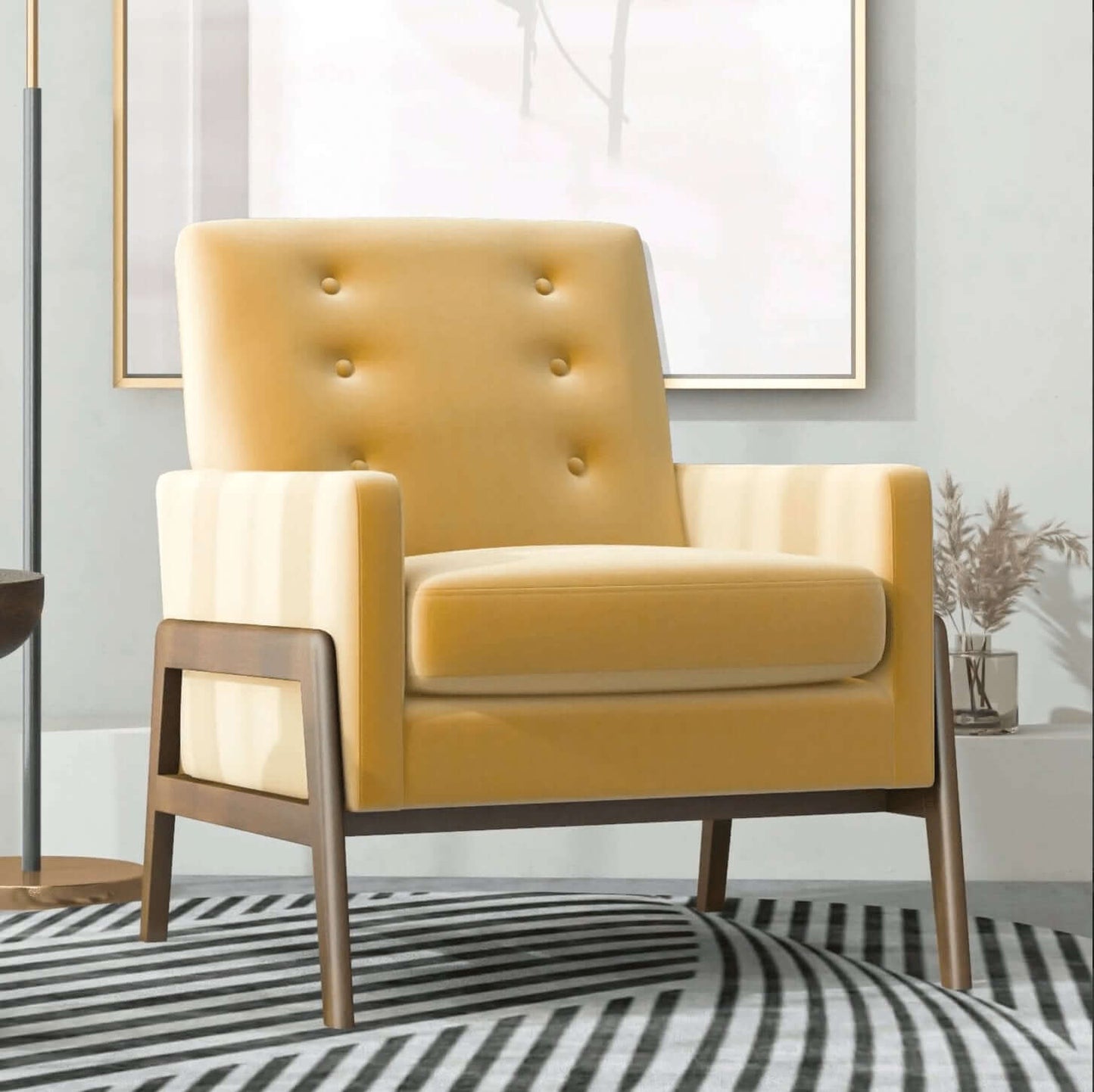Cole MCM Button Tufted Lounge Arm Chair - Revel Sofa