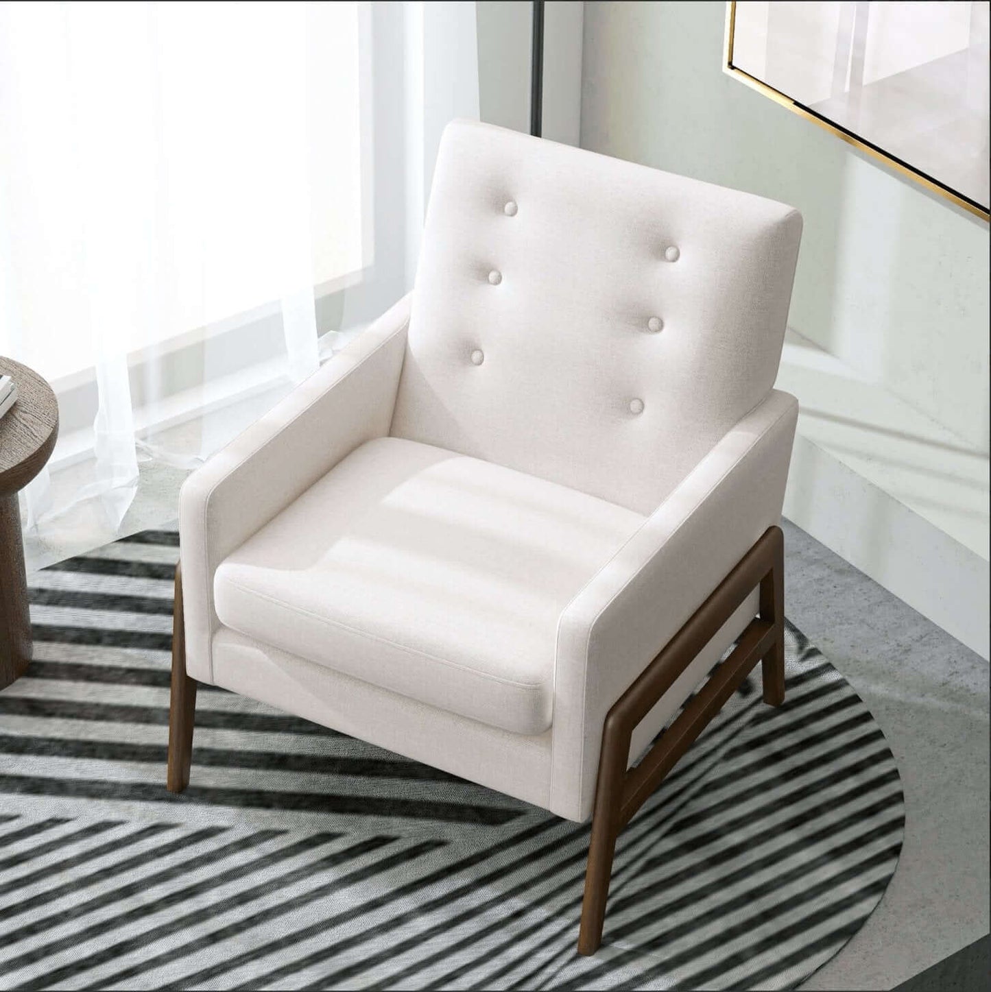 Cole MCM Button Tufted Lounge Arm Chair - Revel Sofa