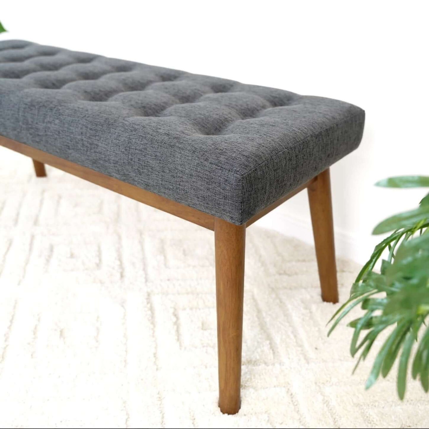 Delilah MCM Tufted Upholstered Fabric Bench - Revel Sofa