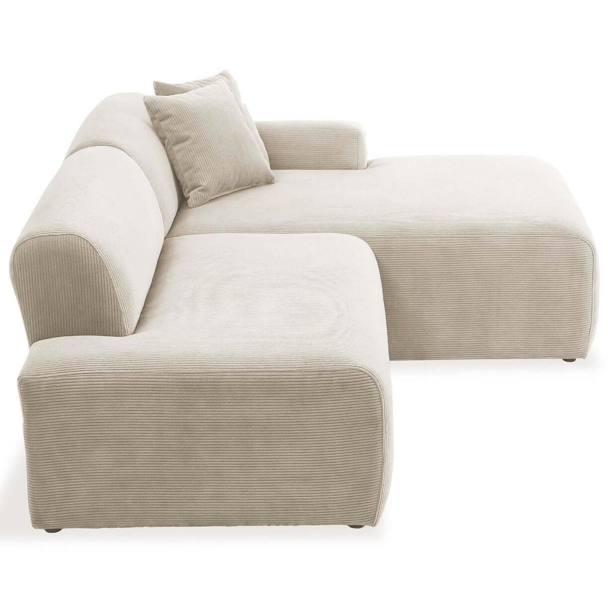 Doxtor Corduroy Sectional Sofa Right Arm Facing Chaise, Cream White 102" - Revel Sofa