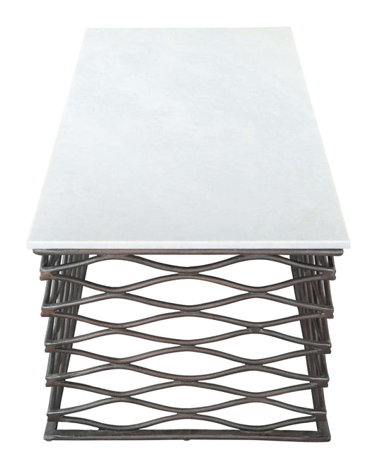 Duchess Rectangular Coffee Table White Marble Top - Revel Sofa