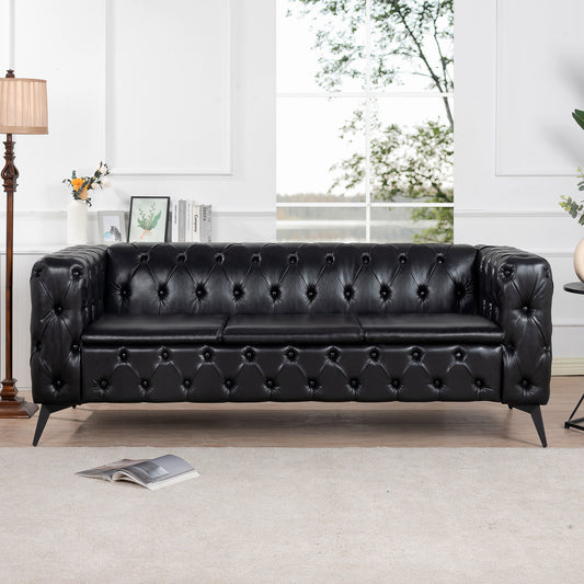 Styled Button-Tufted Square Arm Sofa, 3 Seater 84” - Revel Sofa