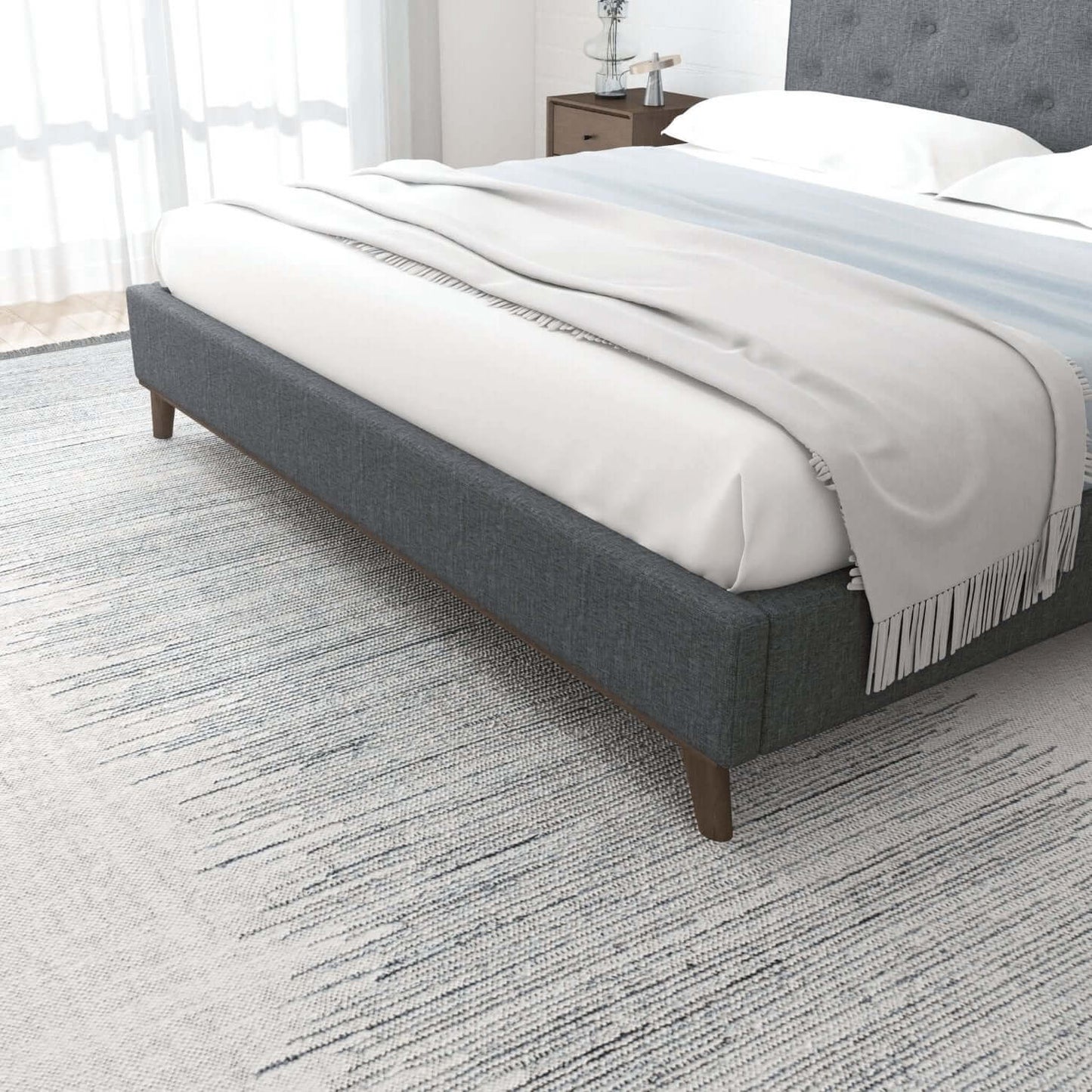 Graceville MCM Style Tufted Upholstered Platform Bed Frame - Revel Sofa