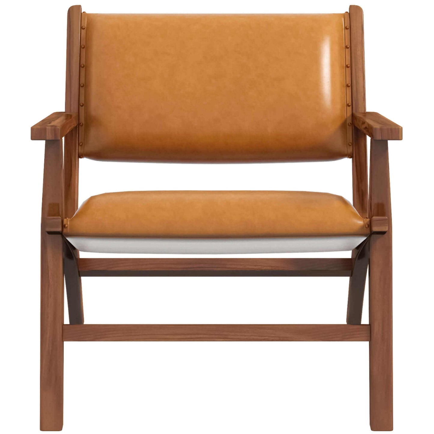 Hendrix MCM Leather Solid Wood Lounge Accent Chair - Revel Sofa