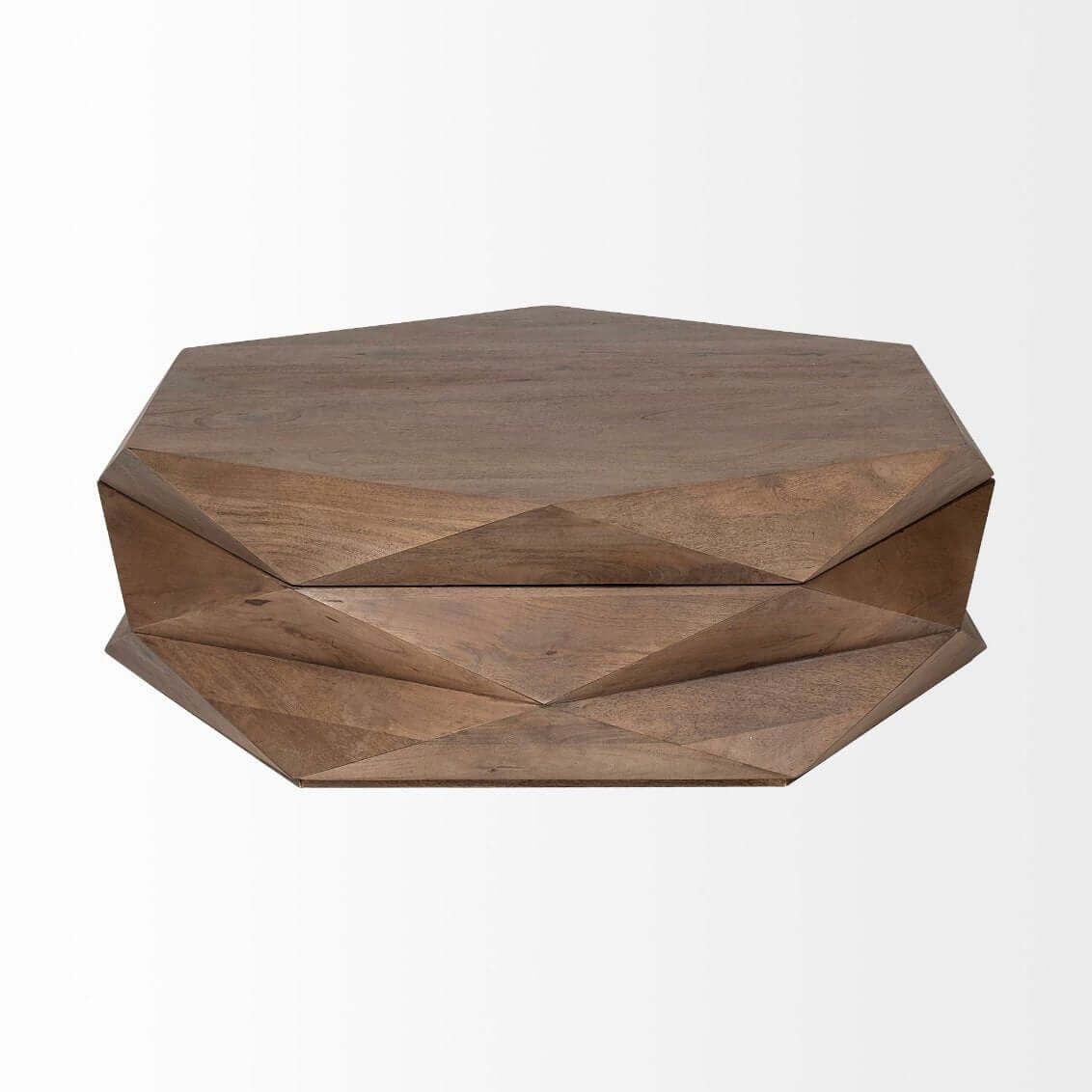 Hexagonal Coffee Table Solid Wood With Storage 48" - Revel Sofa