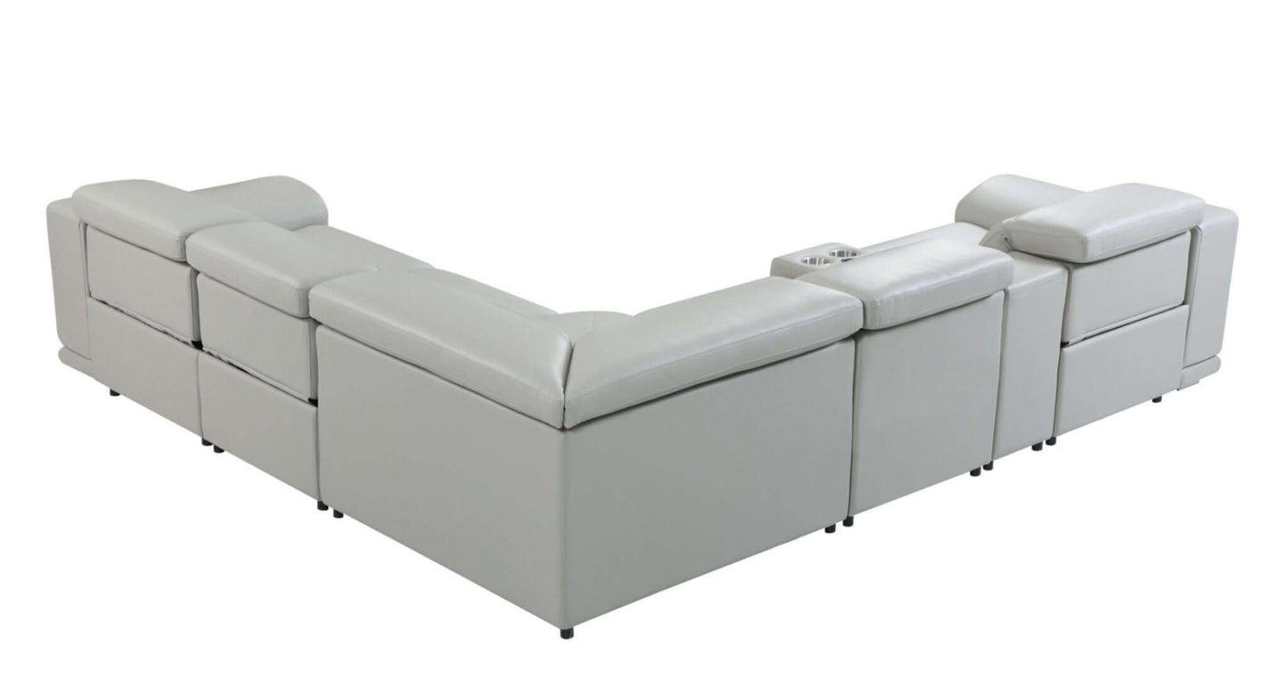 Italian Leather Power-Reclining Corner Sectional With Console with Various Size and Color Options - Revel Sofa