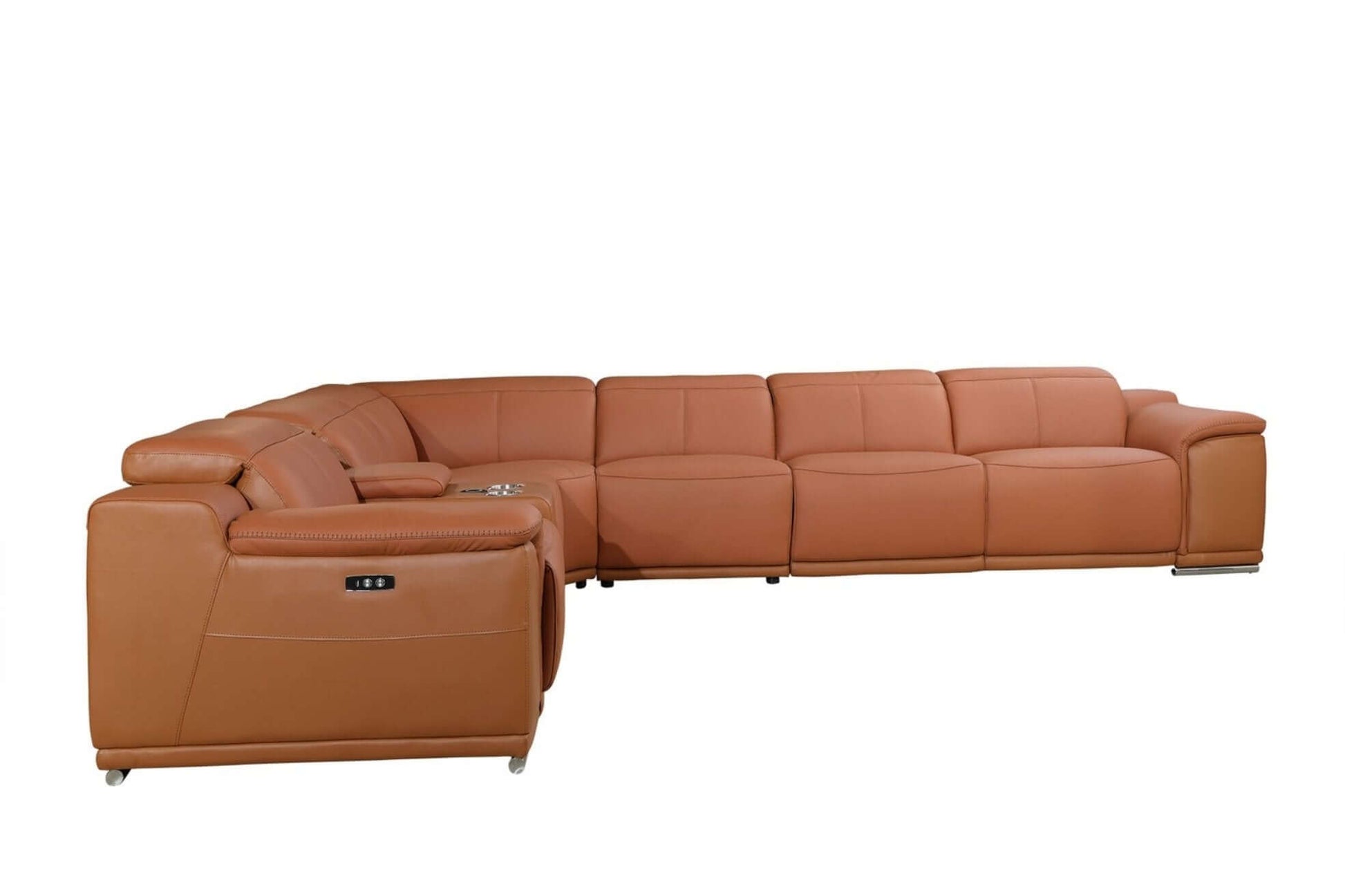 Italian Leather Power-Reclining Corner Sectional With Console with Various Size and Color Options
