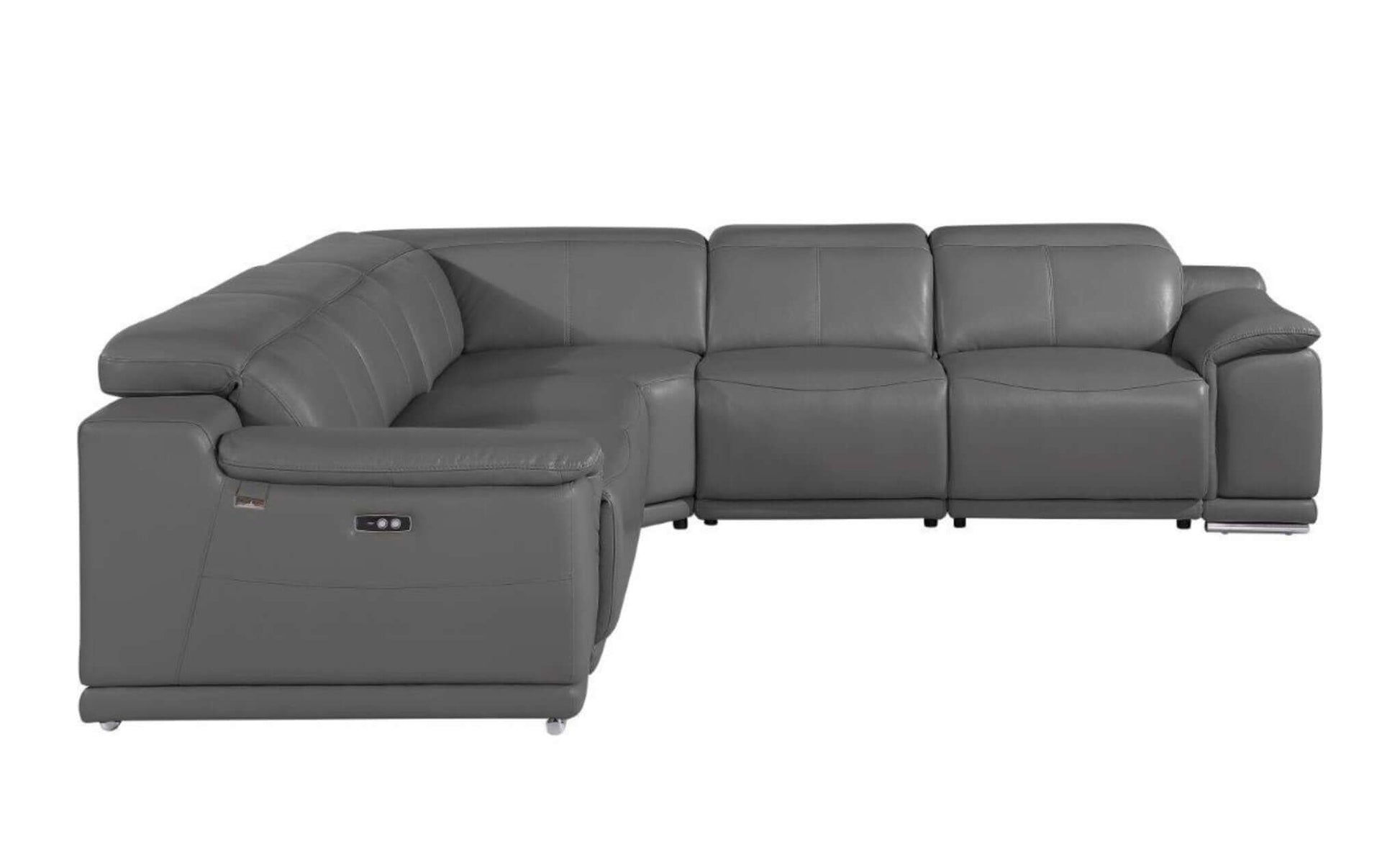 Italian Leather Power-Reclining Corner Sectional With Console with Various Size and Color Options
