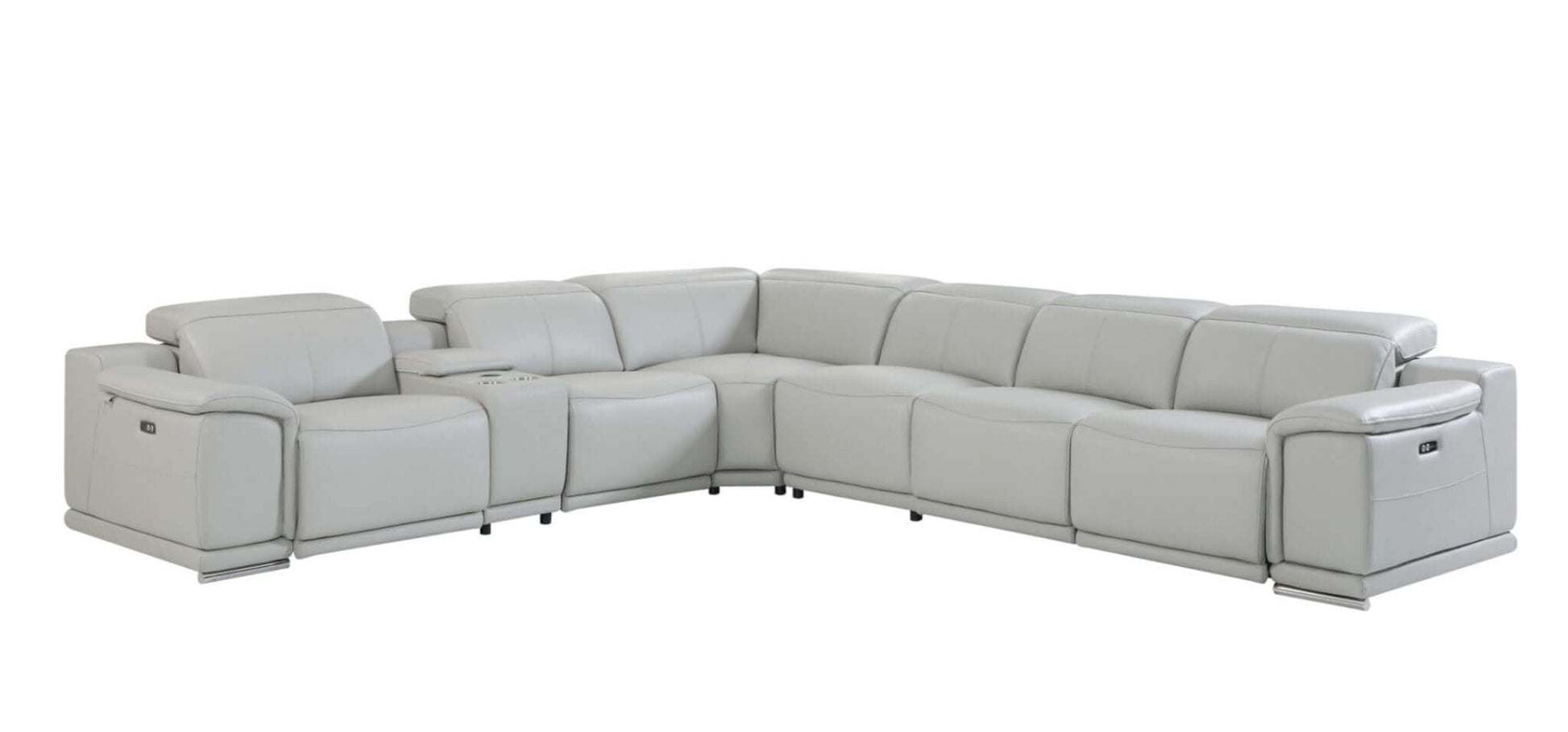 Italian Leather Power-Reclining Corner Sectional With Console with Various Size and Color Options - Revel Sofa