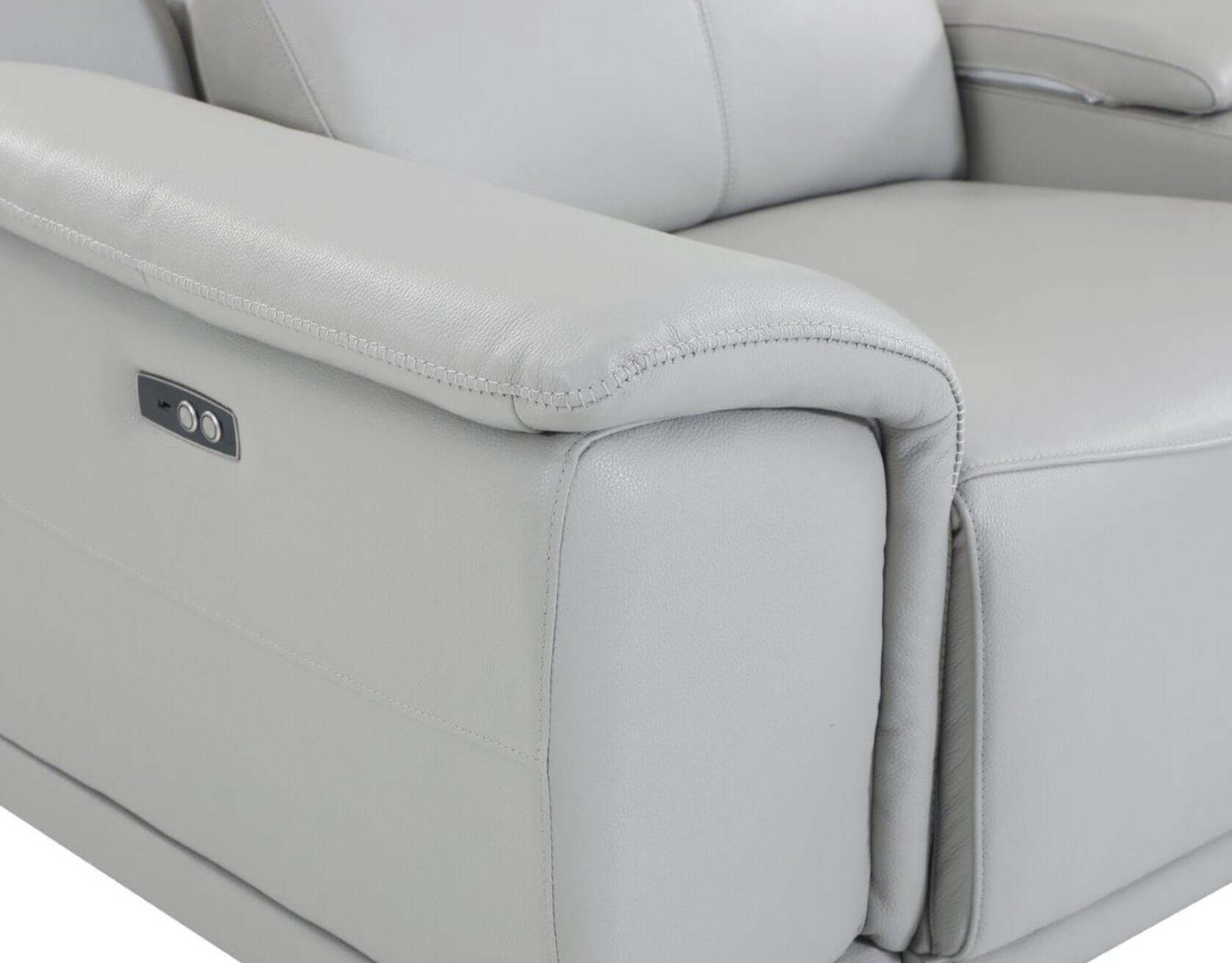 Italian Leather Power-Reclining Corner Sectional With Console with Various Size and Color Options - Revel Sofa