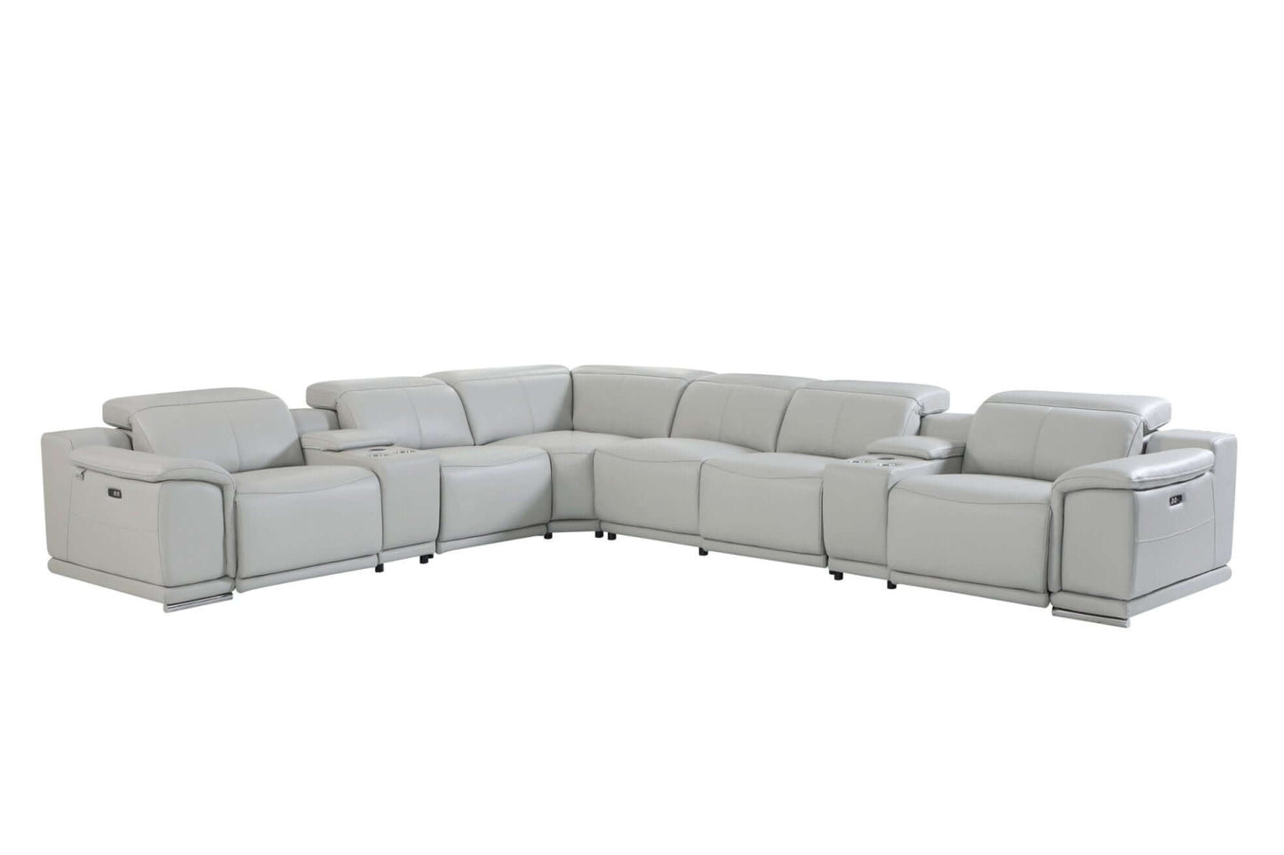 Italian Leather Power-Reclining Corner Sectional With Console with Various Size and Color Options - Revel Sofa