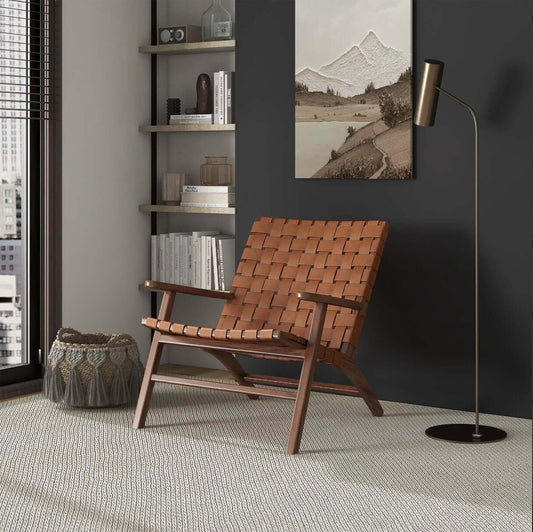 Kangley Leather Strapped Solid Wood Arm Lounge Chair - Revel Sofa