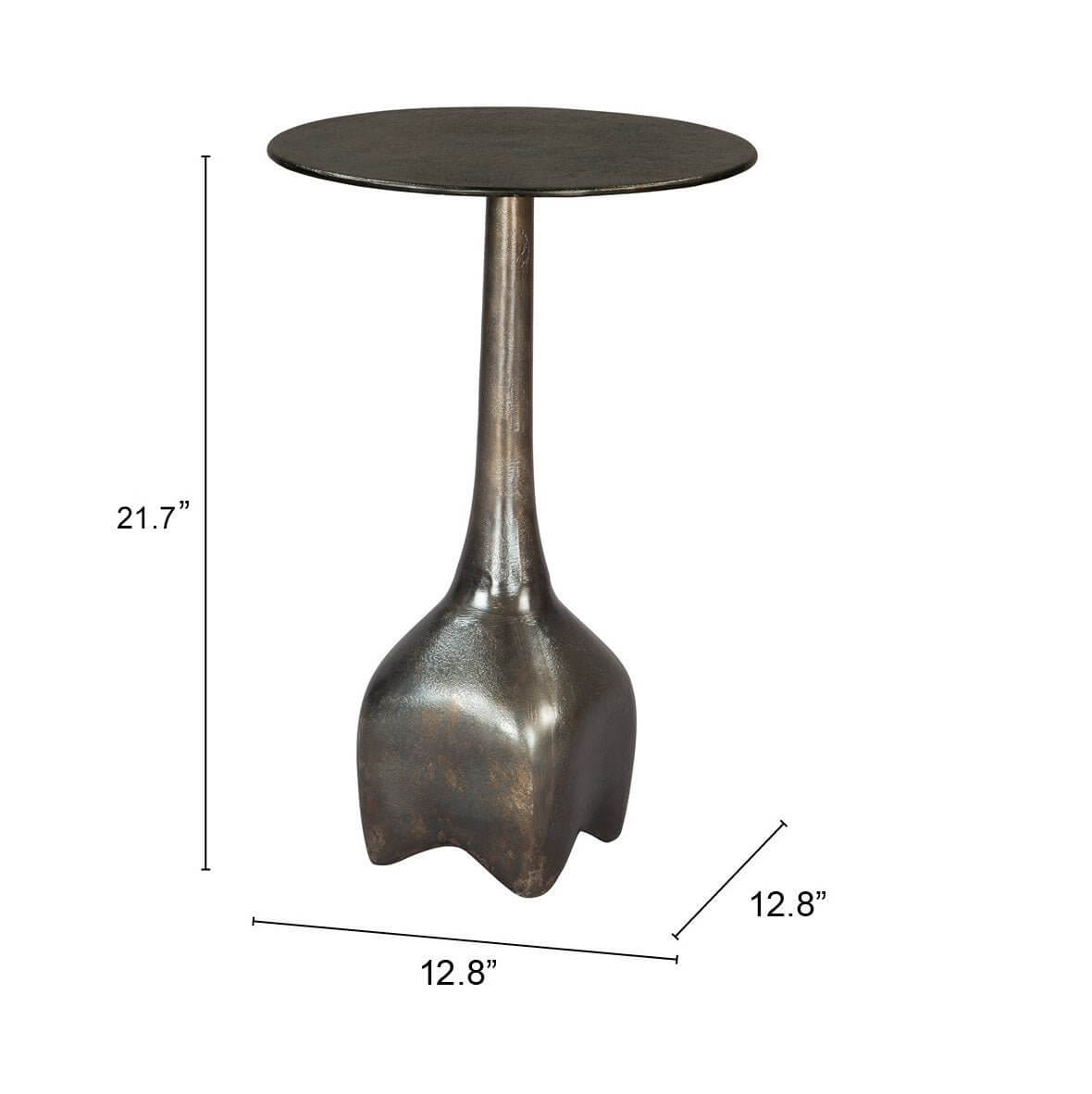 Lexi Metal Round Side End Table in Colors Charcoal or Antique Brass - Revel Sofa