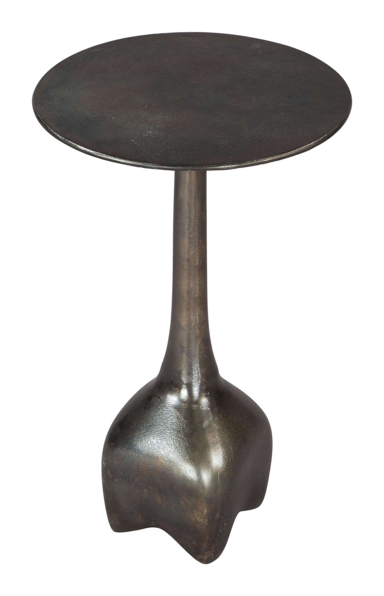 Lexi Metal Round Side End Table in Colors Charcoal or Antique Brass - Revel Sofa