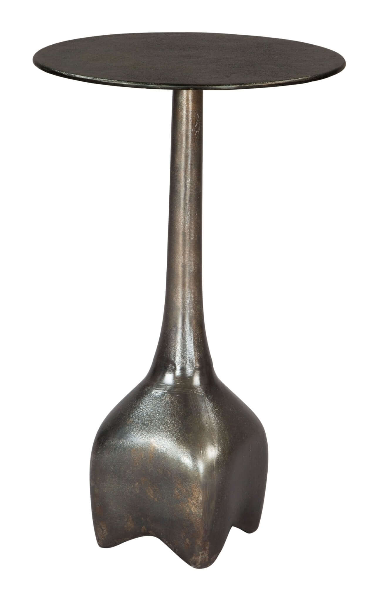 Lexi Metal Round Side End Table in Colors Charcoal or Antique Brass - Revel Sofa