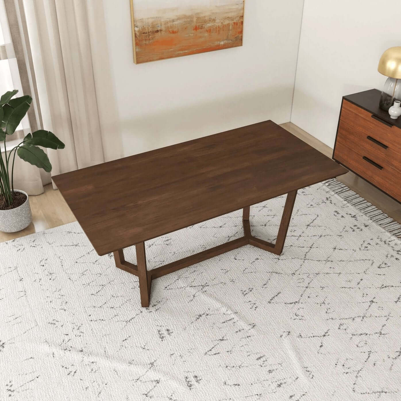 Marina MCM Style Solid Wood Rectangular Dining Table - Revel Sofa