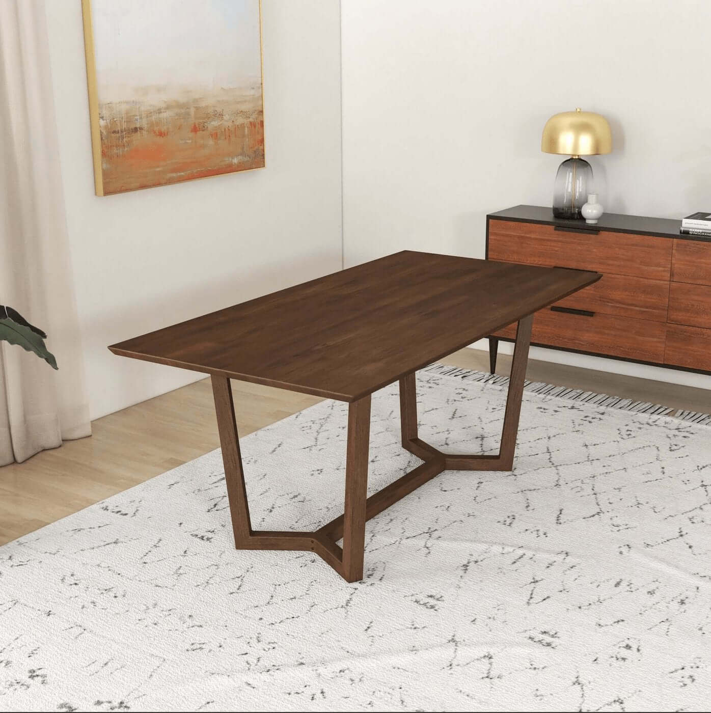 Marina MCM Style Solid Wood Rectangular Dining Table - Revel Sofa