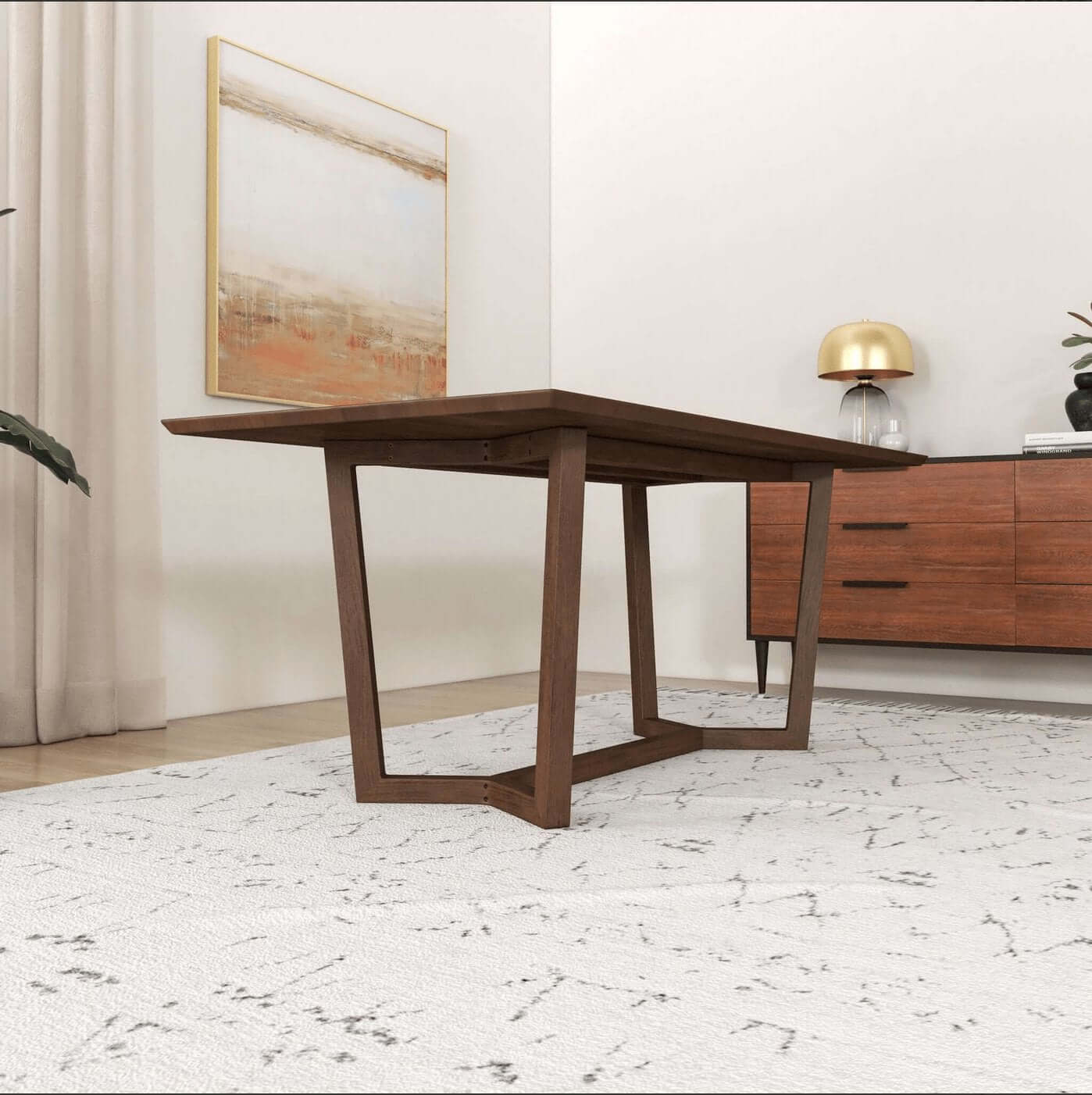 Marina MCM Style Solid Wood Rectangular Dining Table - Revel Sofa