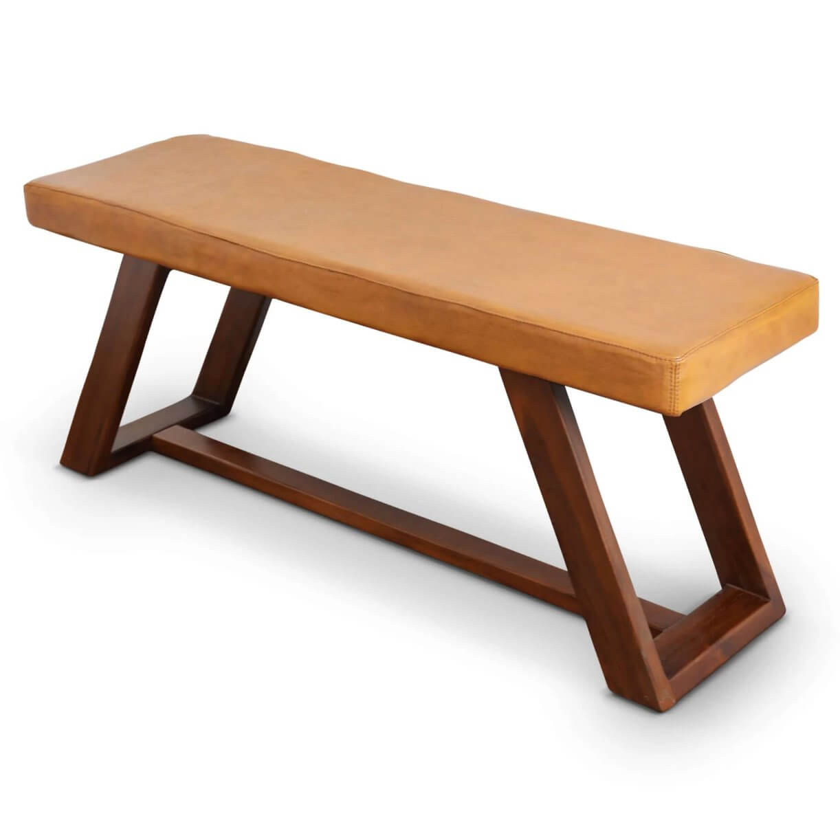 Marley MCM Genuine Leather Wood Bench - Revel Sofa