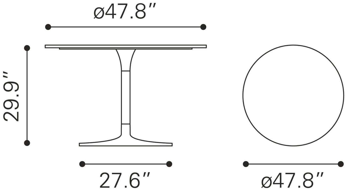 Metropolis Round Dining Table in Gray Top, Silver Base - Revel Sofa