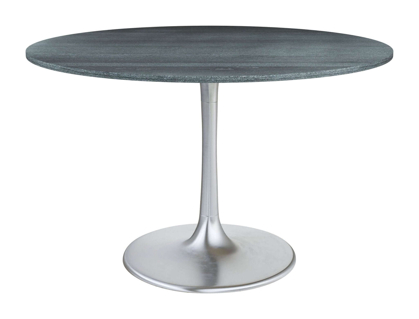 Metropolis Round Dining Table in Gray Top, Silver Base - Revel Sofa