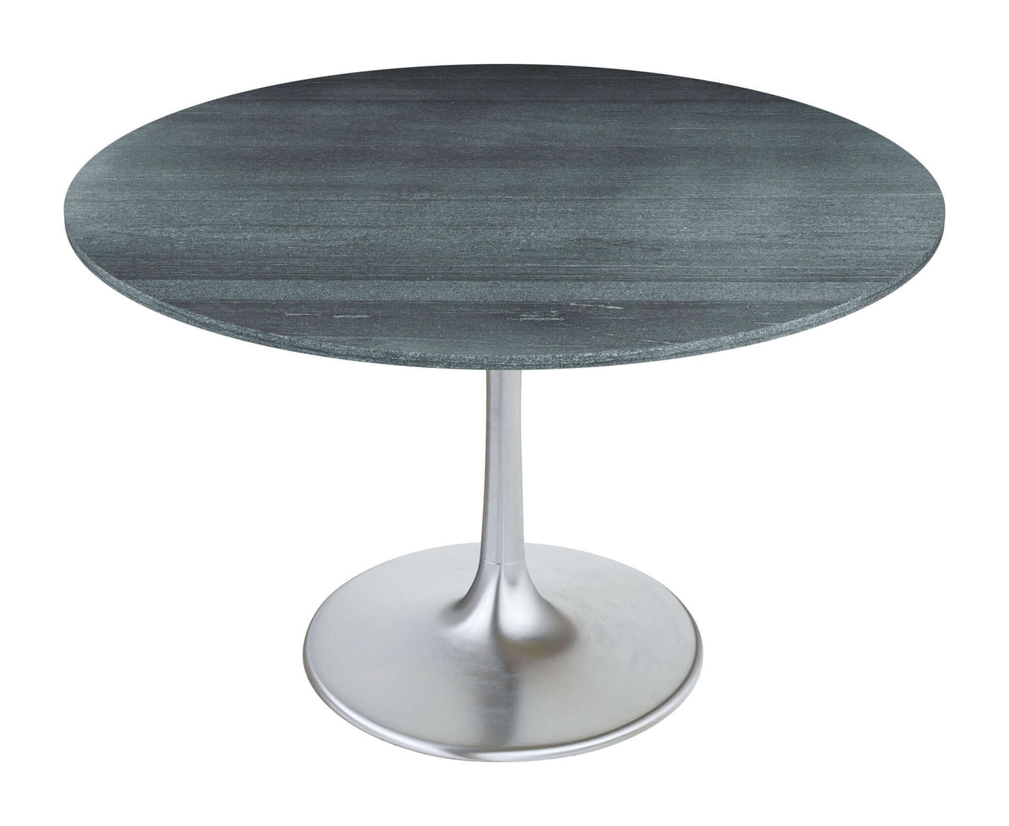 Metropolis Round Dining Table in Gray Top, Silver Base - Revel Sofa