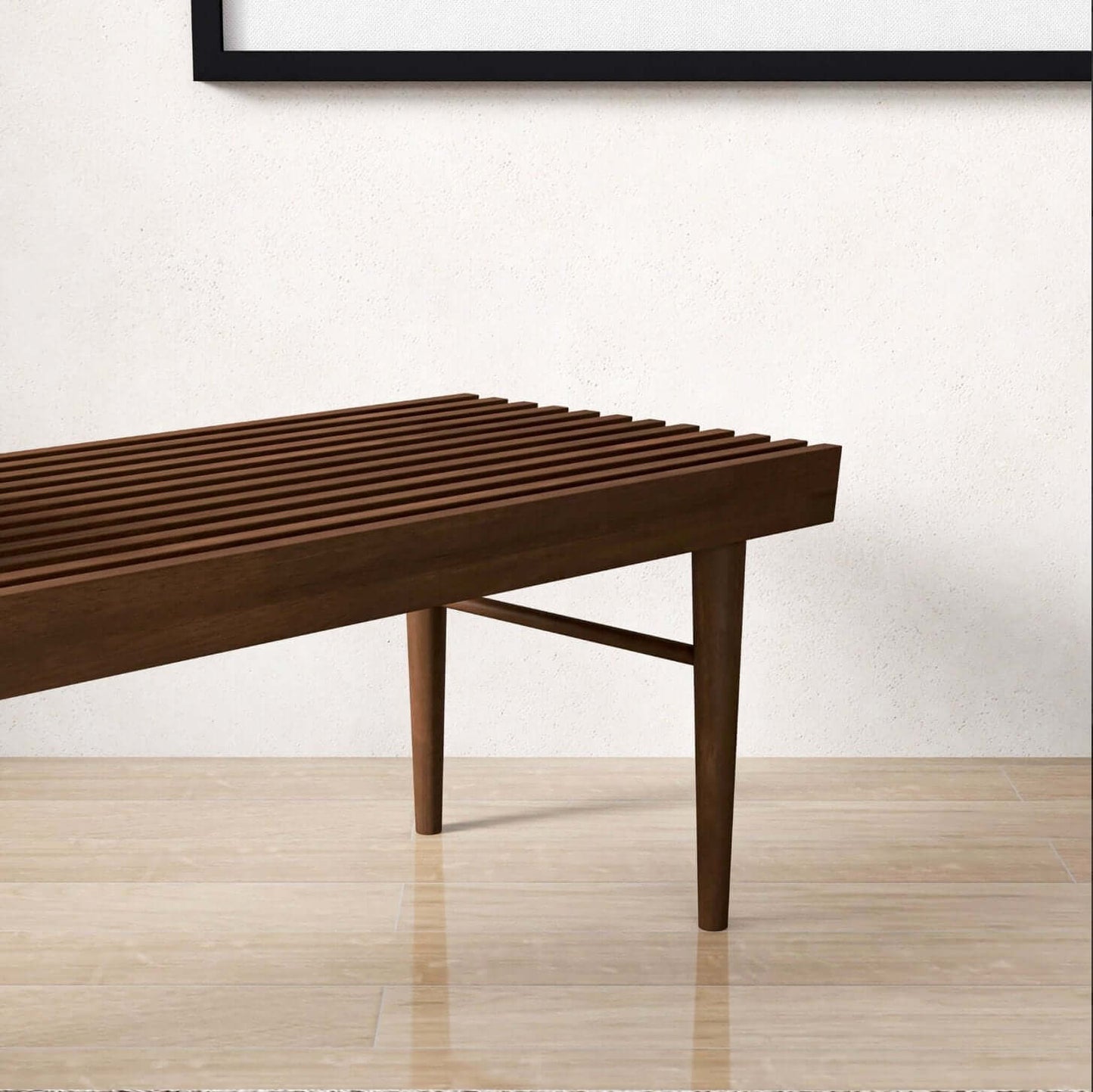 Mia MCM Style Slated Solid Wood Bench 47” - Revel Sofa