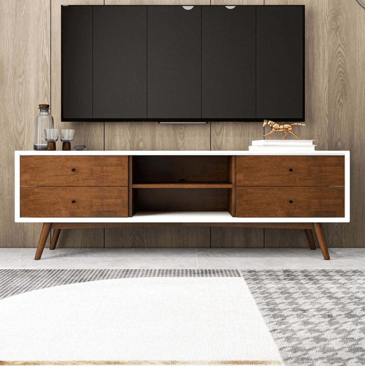 Caroline MCM Solid Wood TV Console Stand 71" - Revel Sofa